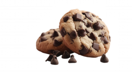 Delicious Chocolate Chip Cookies isolated on Transparent Background PNG