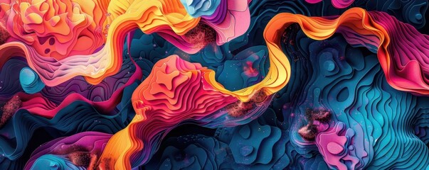 Digital content creation with vibrant designs, innovative and artistic, Digital, Bright hues, Illustration, Creative expression