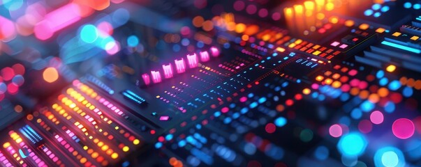 Digital content marketing with vibrant graphics, innovative and dynamic, Digital, Bright hues, Illustration, Business innovation