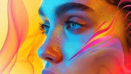 Fototapeta premium Digital design inspiration with vibrant graphics, innovative and dynamic, Digital, Bright hues, Illustration, Creative process