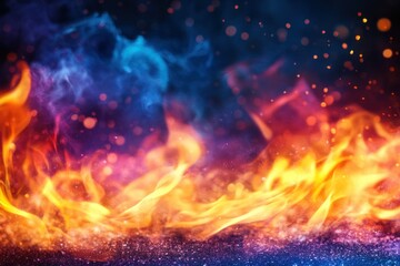 Fototapeta premium Vibrant Flames Against a Dark Background