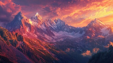 Majestic Mountain Range at Sunset