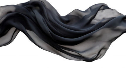 Flowing Black Fabric isolated on Transparent Background PNG