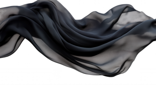Flowing Black Fabric isolated on Transparent Background PNG