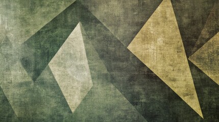 Black brown green dark sage khaki olive Tones Geometric Triangles Grainy Texture. background with Subtle Gradients and Muted Colors