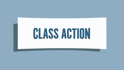 Class Action. A card isolated on blue background.
