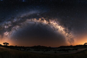 Majestic Milky Way Over Serene Landscape at Night