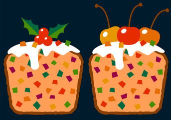 Christmas fruitcake. National Fruitcake Month. Stollen, traditional German holiday fruitcake. Traditional Christmas cake with fruits and nuts