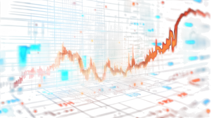 Abstract Financial Data Visualization isolated on Transparent Background PNG