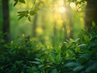 Forest wellness with serene surroundings, peaceful and inviting, Nature, Soft greens, Photograph, Tranquil retreat