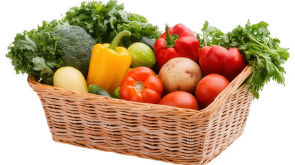 Fresh Vegetable Basket isolated on Transparent Background PNG