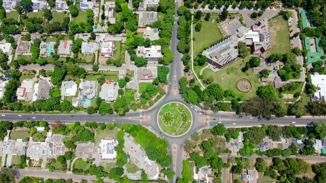 Aerial view of chandigarh city and sukhna chowk in Punjab is a planned Indian city. 
