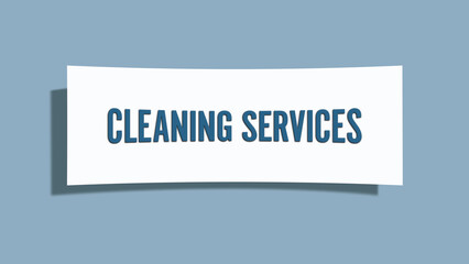 Cleaning Services. A card isolated on blue background.