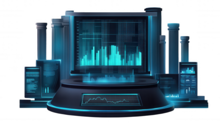Futuristic Data Visualization isolated on Transparent Background PNG
