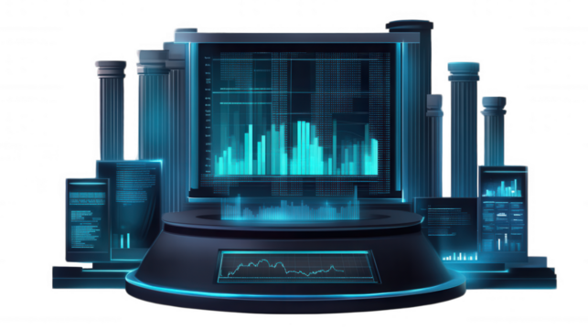 Futuristic Data Visualization isolated on Transparent Background PNG