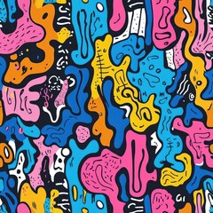 Seamless Abstract Doodle Pattern: Intricate and Playful Design for Creative Projects and Artistic Backgrounds