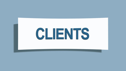 Clients. A card isolated on blue background.