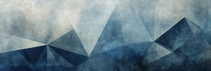Blue and black Tones Geometric Triangles Grainy Texture. background with Subtle Gradients and Muted Colors 
