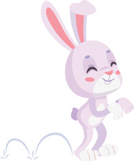 Jumping bunny cartoon character. Funny smiling rabbit