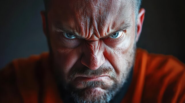 Furious and angry man displaying an aggressive and mad expression, rage in a studio portrait, irritated emotions of stress, frustration, and unhappiness while upset, crazy, fight