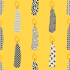 Fototapeta premium Halloween candle seamless pattern for wrapping paper and fabrics and linens