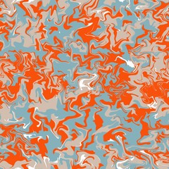 Seamless abstract pattern. Simple background with orange, blue, white texture. Digital brush strokes background. Design for textile fabrics, wrapping paper, background, wallpaper, cover.