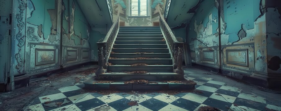 Urban exploration groups with dynamic scenes, eerie and adventurous, Urban, Cool tones, Photograph, Forgotten places