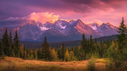Obraz premium Majestic Mountain Range at Sunset