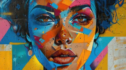 Urban mural photography with dynamic designs, lively and vibrant, Urban, Bright hues, Photograph, Public art