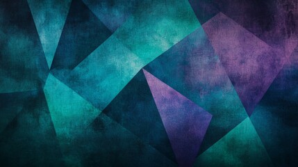 blue green and purple Tones Geometric Triangles Grainy Texture. background with Subtle Gradients and Muted Colors 