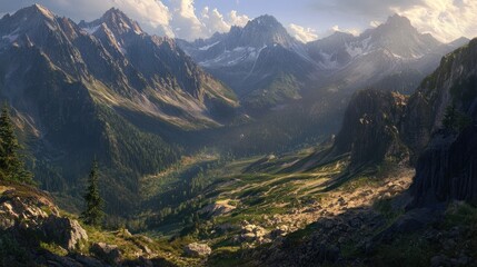 Obraz premium Majestic Mountain Valley Landscape