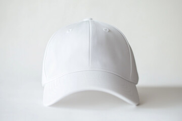 Fototapeta premium Blank white empty cap front view mockup template isolated against white background.