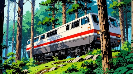 Fototapeta premium forest exterior retro anime high-quality image and aesthetic finish background