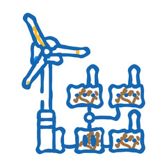 power integration wind turbine doodle icon sketch vector. power integration wind turbine sign. isolated symbol illustration