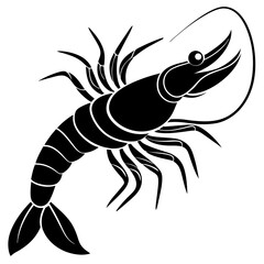 shrimp vector illustration silhouette Vector with a white background