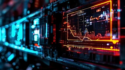 Obraz premium Cyberpunk Stock Market: A Glimpse into the Future of Finance