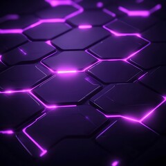 Technology Neon Glow with Purple Hexagons in Abstract Dark Design photo