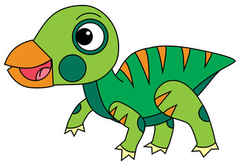 cartoon scene with happy prehistoric animal iguanodon dino dinosaur smiling and walking isolated on white background illustration for children