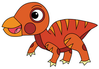 cartoon scene with happy prehistoric animal iguanodon dino dinosaur smiling and walking isolated on white background illustration for children