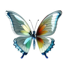 a blue screen with a butterfly on it