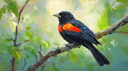 Red-winged Blackbird on Branch