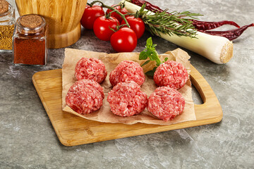 Raw beef meatball minced meat