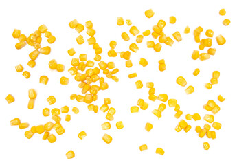 Yellow cooked wet corn isolated on white background	