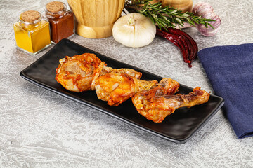 Raw marinated chicken drumstick for cooking
