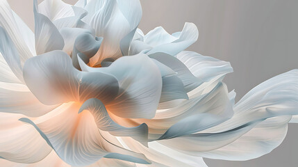 Obraz premium a close-up of a white flower with delicate, translucent petals. The petals blend into an abstract, flowing form, creating an ethereal and serene composition