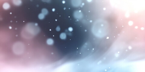 Obraz premium abstract christmas background with macro falling snowflakes and soft bokeh, cold colors and cozy atmosphere