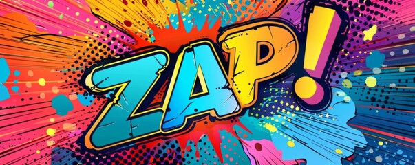 Energetic pop art background with "ZAP" inside. Comic book style, Explosion theme, Bright vector
