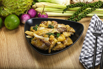 Roasted Thai eggplant with onion
