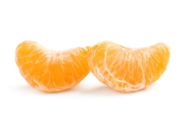 Fresh tangerine segments on white background