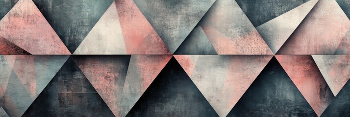 background featuring grey neutral tones with geometric triangles and a grainy texture